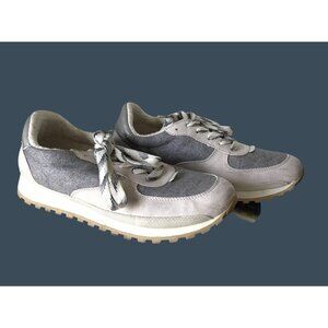 Vintage Gray & White Lace-Up Sneakers Size 9 Unisex
